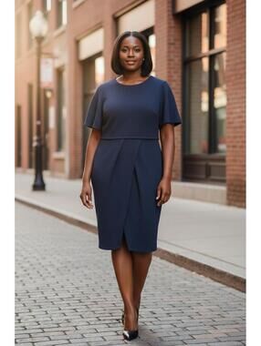 ASOS Navy Blue Textured Midi Dress